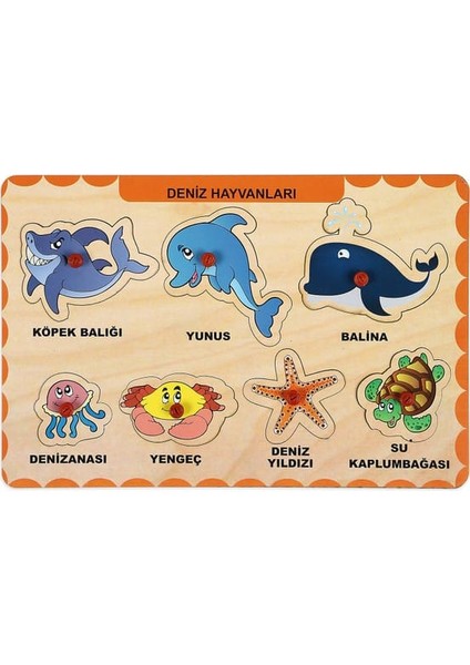 Ahşap Tutmalı Eğitici 2 Adet Yapboz Puzzle Seti