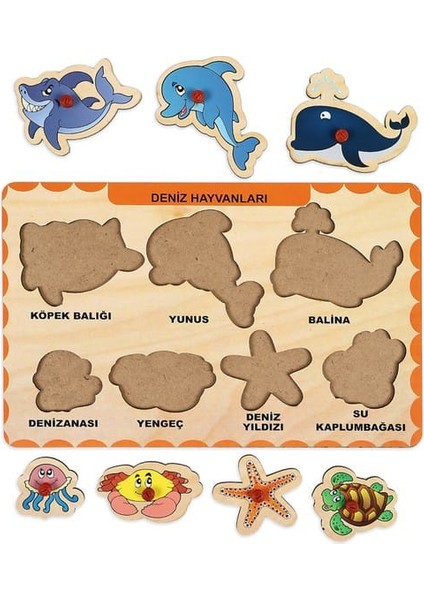 Ahşap Tutmalı Eğitici 2 Adet Yapboz Puzzle Seti