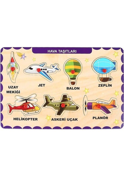 Ahşap Tutmalı Eğitici 2 Adet Yapboz Puzzle Set