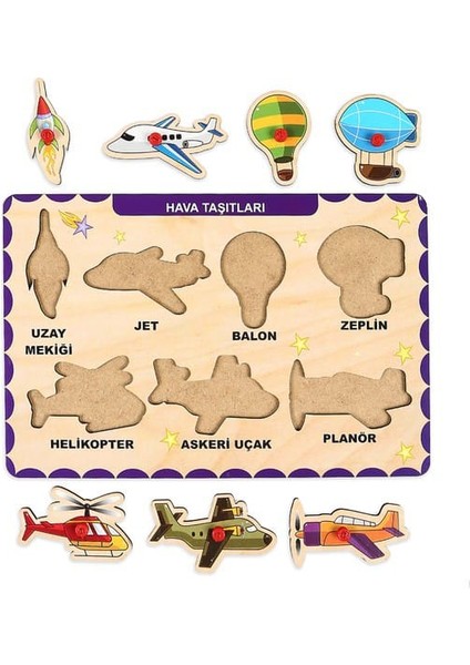 Ahşap Tutmalı Eğitici 2 Adet Yapboz Puzzle Set