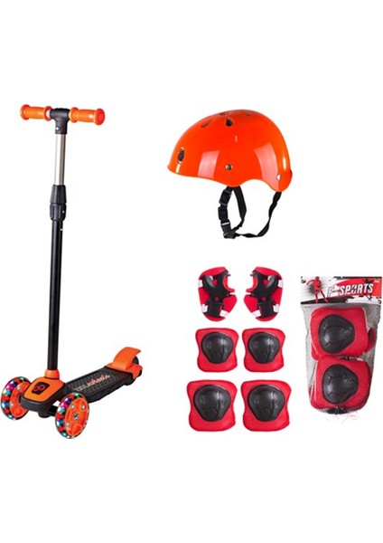 LED Işıklı 3 Tekerlekli Turuncu Twist Full Set Yeni Kasklı