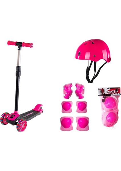 LED Işıklı 3 Tekerlekli Pembe Twist Full Set Yeni Kasklı