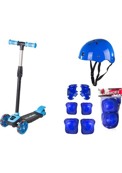 LED Işıklı 3 Tekerlekli Mavi Twist Full Set Yeni Kasklı