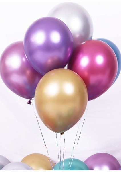 Krom Parlak Metalik Karışık Renk 5'li Balon