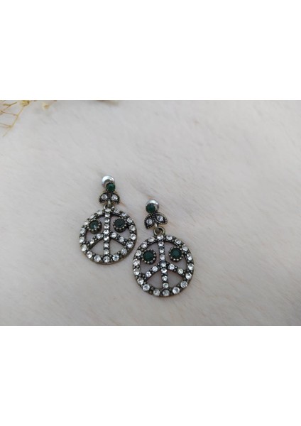 Otantik Osmanlı Motifli Swarovski Taşlı Işıltılı Hürrem Sultan Eskitme Küpe Yeşil fiyatları