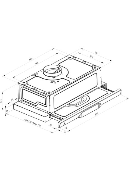 VA03 Sürgülü Kurulumsuz Inox Aspiratör