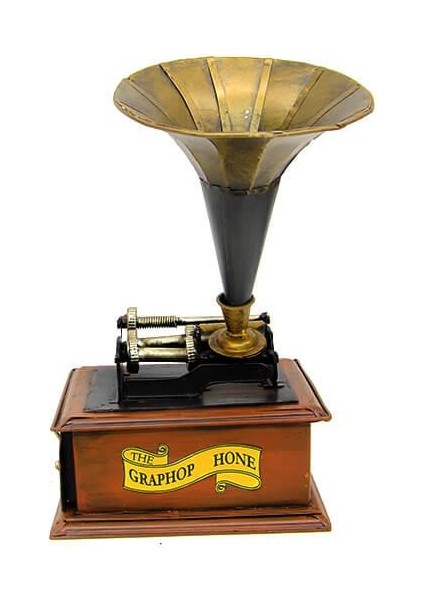 Dekoratif Metal Gramofon Kutu Hediyelik