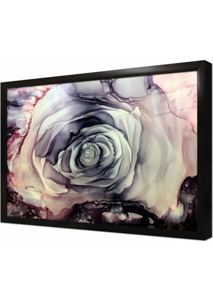 Modern Gül Çerçeveli Cam Tablo