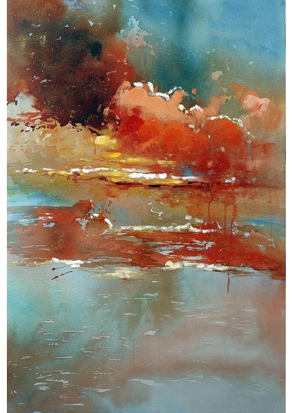 Soyut Manzara Çerçeveli Cam Tablo fiyatları