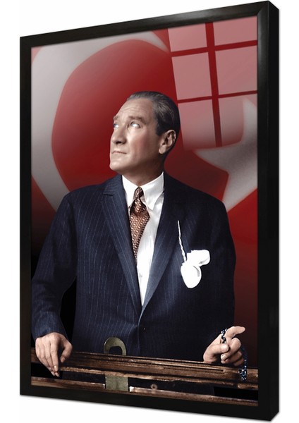 Istikbal Göklerdedir Atatürk Portresi Çerçeveli Cam Tablo