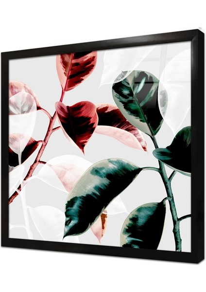 Botanik Seri Yapraklar Çerçeveli Cam Tablo