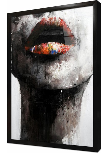 Modern Kadın Çerçeveli Cam Tablo