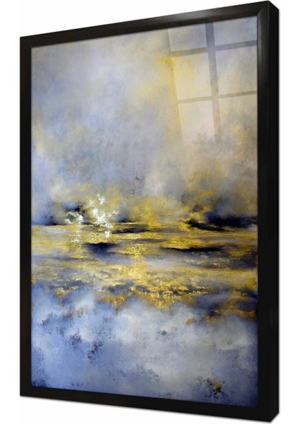 Soyut Manzara Çerçeveli Cam Tablo