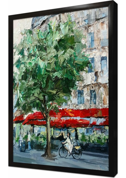 Bisikletli Kız Manzara Çerçeveli Cam Tablo