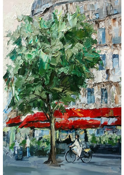 Bisikletli Kız Manzara Çerçeveli Cam Tablo fiyatları