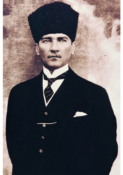 Kalpaklı Atatürk Çerçeveli Cam Tablo
