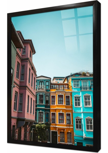 Balat Evleri Çerçeveli Cam Tablo