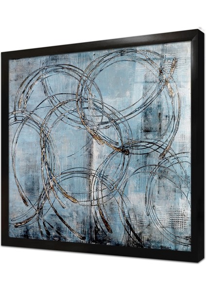 Soyut Halkalar Çerçeveli Cam Tablo
