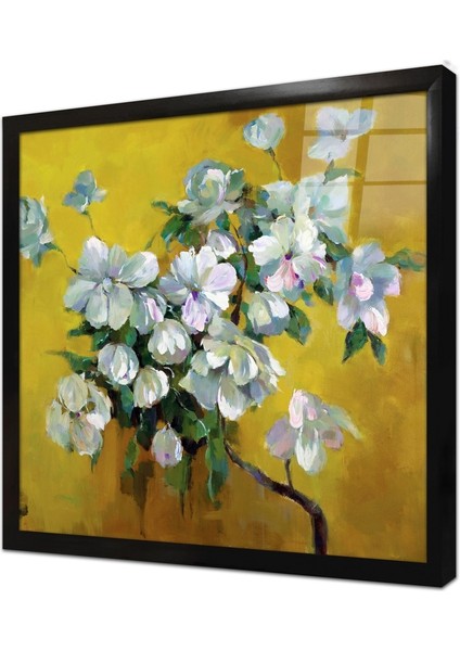 Dalda Çiçekler Çerçeveli Cam Tablo