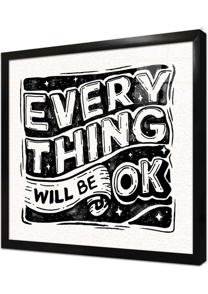Her Şey Çok Güzel Olacak Özlü Sözler Çerçeveli Cam Tablo