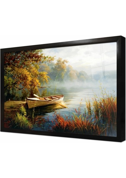 Gölde Sandal ve Ağaçlar Manzara Çerçeveli Cam Tablo