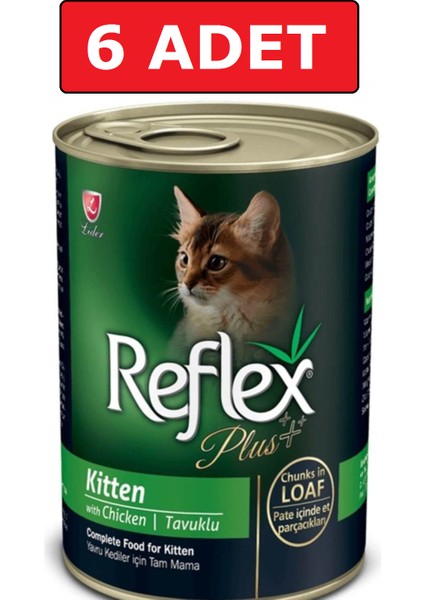 Plus Kitten Tavuklu Pate Içinde Et Parçacıkları 400GR 6 Adet Yavru Kedi Konserve Yaş Mama