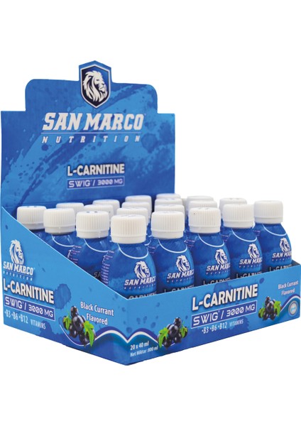 Sanmarco Nutrition L-Karnitin Swig 3000 mg Black Currant Aromalı 20 Adet (40 ml)