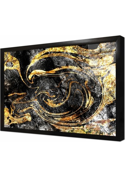 Siyat Altın Soyut Çerçeveli Cam Tablo