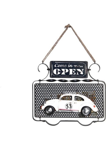 Dekoratif Metal Kapı Yazısı Araba Dekorlu Vintage Hediyelik