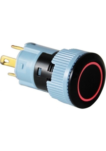 16MM Plastik Led'li Yaylı Buton - Kırmızı