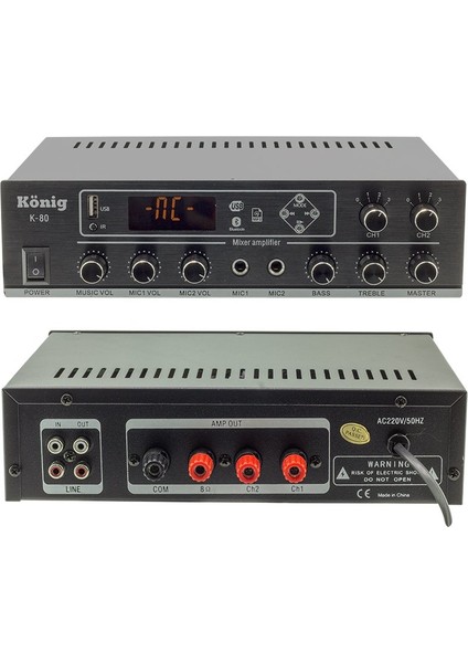 K-80 - 2 Bölgeli 80 Watt Hat Trafolu Stereo Amfi