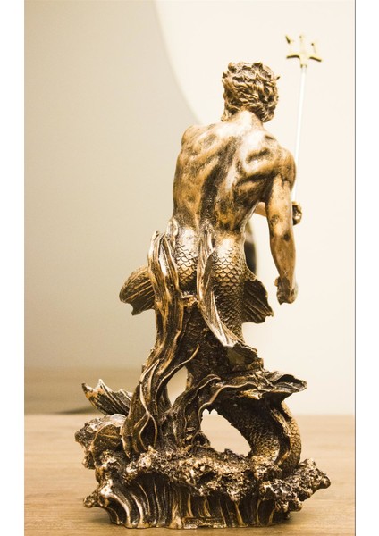 Antioch Artdesign Tasarım Poseidon Biblo 30 cm Bronz Mitolojik Heykel Ev Dekor modelleri