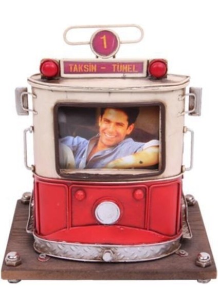 Dekoratif Metal Kalemlik Çerçeveli Tramvay Temalı Armağanlik