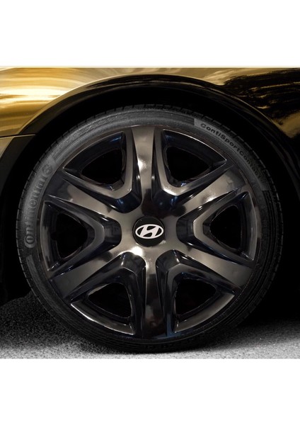 Hyundai I20 Active 15'' Inç Piano Black 4'lü Set Jant Kapağı Çelik Jant Görünümlü