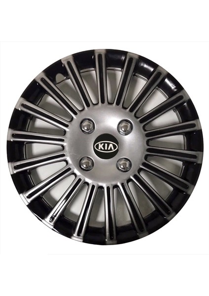 Kia Venga 15'' Inç Gri - Siyah 4'lü Set Jant Kapağı Çelik Jant Görünümlü