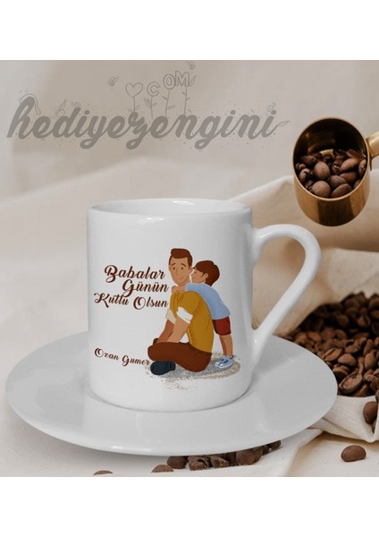 Kişiye Özel Babalar Günün Kutlu Olsun Temalı Beyaz Kahve Fincanı