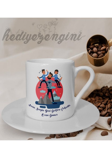Kişiye Özel Senin Sevgin Beni Göklere Çıkartır Temalı Beyaz Kahve Fincanı