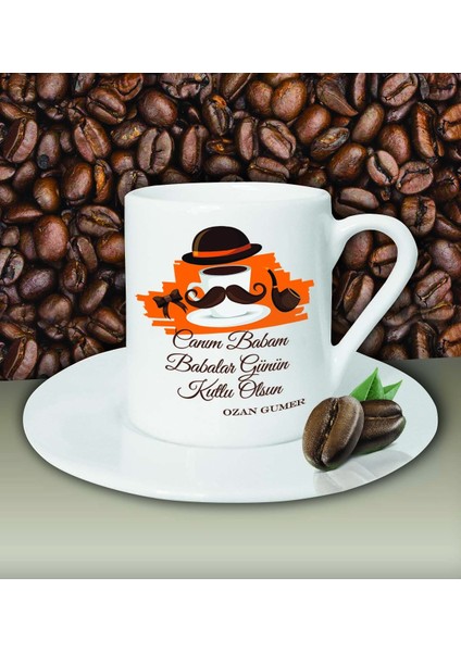 Kişiye Özel Babalar Günün Kutlu Olsun 7 Tema Beyaz Kahve Fincanı