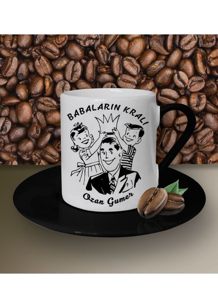 Kişiye Özel Babaların Kralı Temalı Siyah Kahve Fincanı