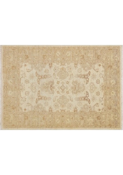 Indus Afgan Uşağı 0143 Ivory/green 2.02M2 El Dokuma Halı