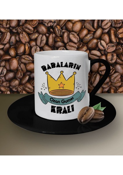 Kişiye Özel Babaların Kralı Temalı Siyah Kahve Fincanı