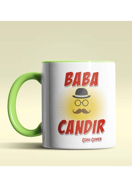 Kişiye Özel Baba Candır Tasarımlı Yeşil Kupa Bardak