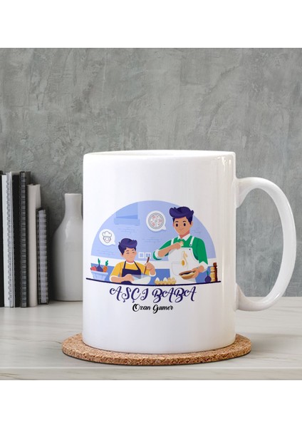 Kişiye Özel Aşçı Baba Tasarımlı Beyaz Kupa
