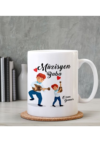 Kişiye Özel Müzisyen Baba Tasarımlı Beyaz Kupa