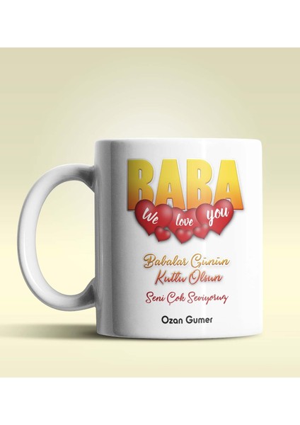 Kişiye Özel Baba Tasarımlı Beyaz Kupa Bardak