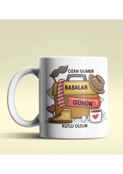 Kişiye Özel Babalar Günün Kutlu Olsun Tasarımlı Beyaz Kupa