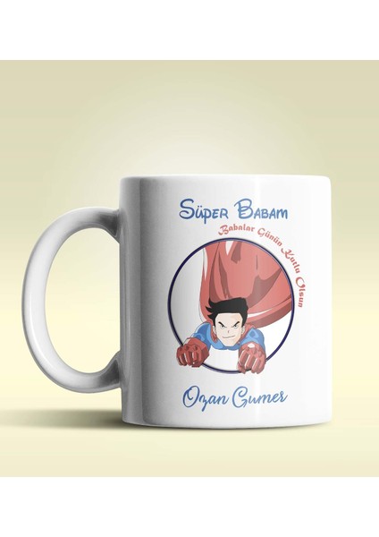 Kişiye Özel Süper Babam Tasarımlı Beyaz Kupa Bardak