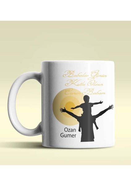 Kişiye Özel Babalar Günün Kutlu Olsun 13 Temalı Beyaz Kupa Bardak