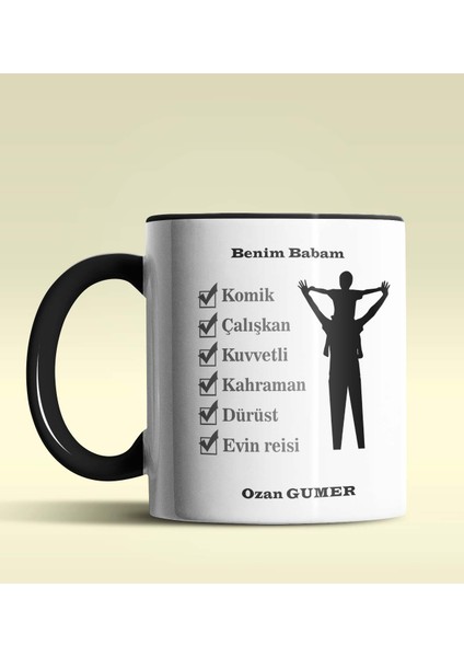 Kişiye Özel Benim Babam Tasarımlı Siyah Kupa Bardak