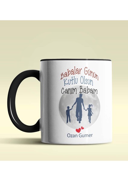 Kişiye Özel Babalar Günün Kutlu Olsun 12 Tema Siyah Kupa Bardak